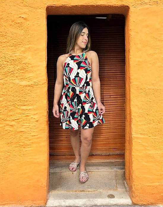 Vestido Curto Leques Farm