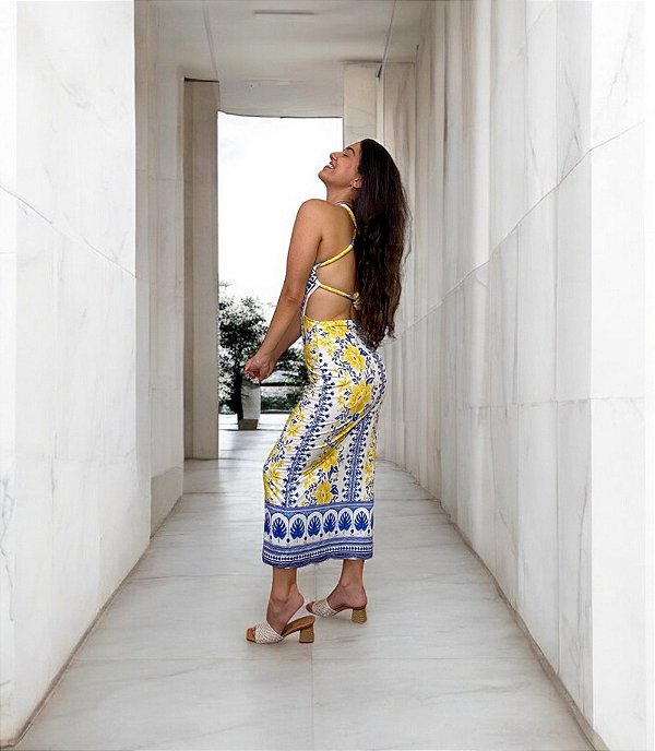 Vestido Midi Azulina Farm (SEM TROCA)