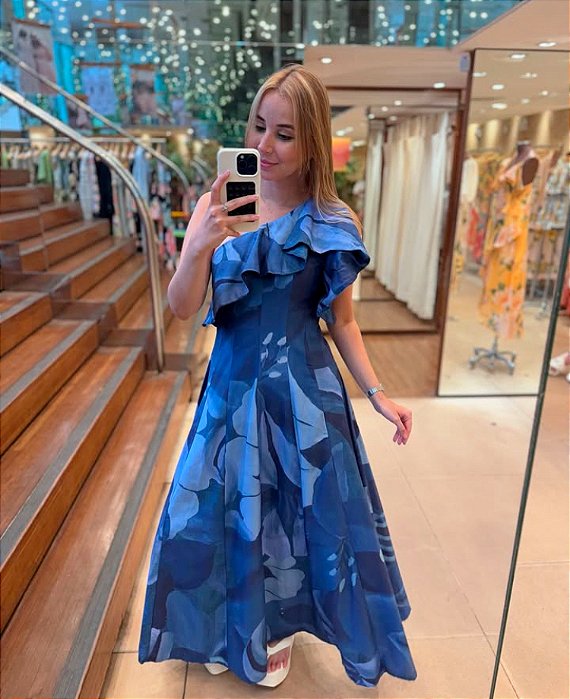 Vestido Aquarela Floral Ombro Só Farm