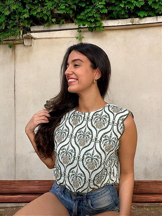 Blusa Cropped Brilho de Abacaxi Farm