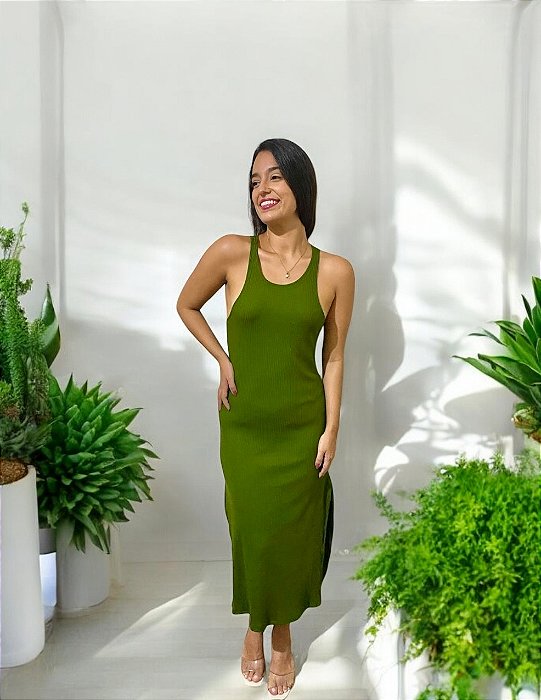 Vestido Rib Nadador Verde Farm