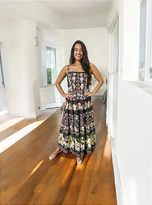 Vestido cropped Estampado Flori Farm