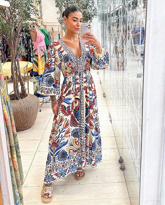Vestido Longo Sonho de Mar Farm