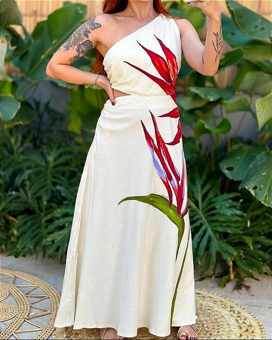 Vestido Maxi Estrelicia 1 Ombro Farm Original