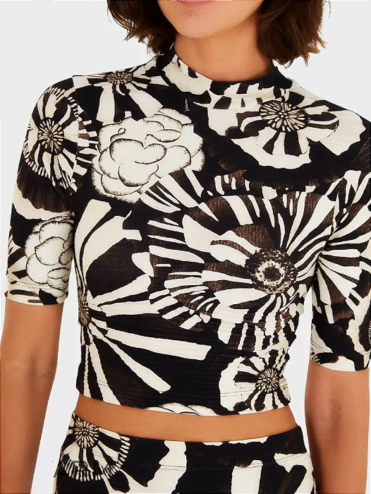 Blusa Rib MC Flora Farm