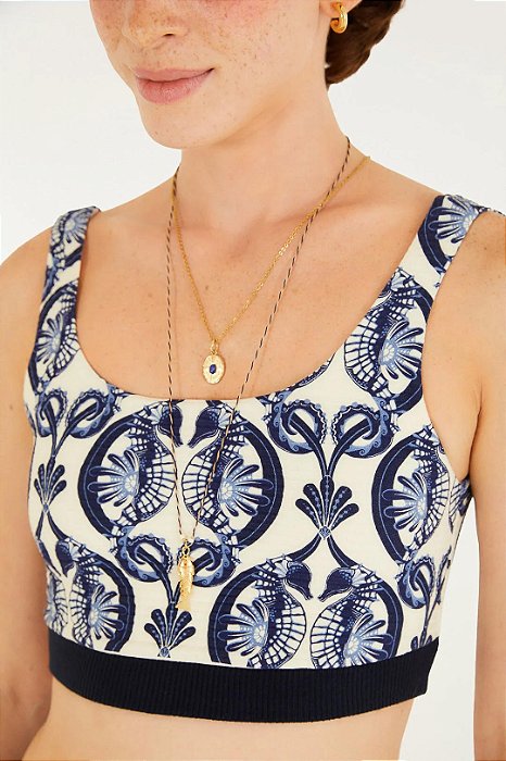 Top Rib Retilínea Cavalos Marinhos