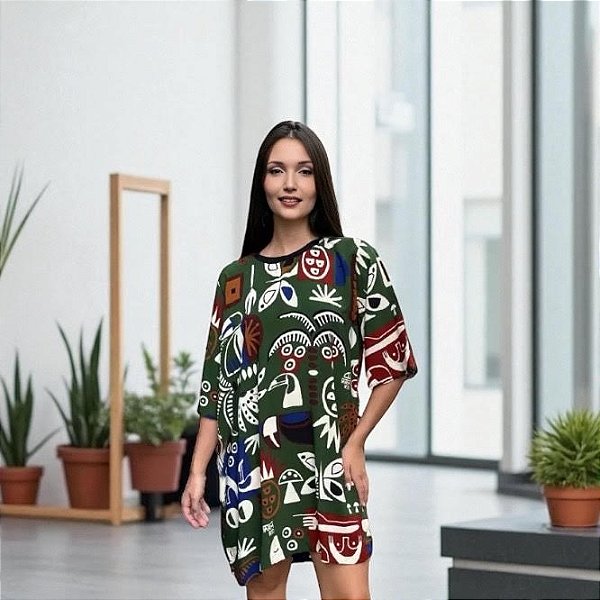 Vestido Tshirt Grafico Tropical