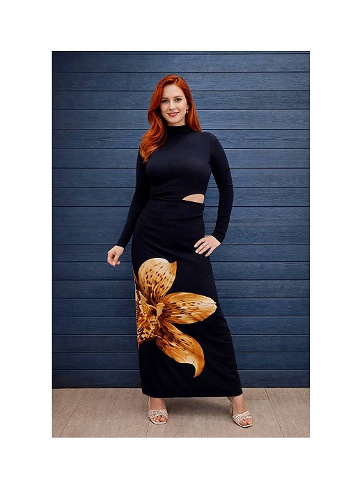 Vestido Gola Recorte Orquidea onça