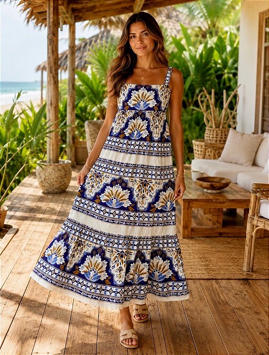 Vestido Tropical de Caju (sem troca)