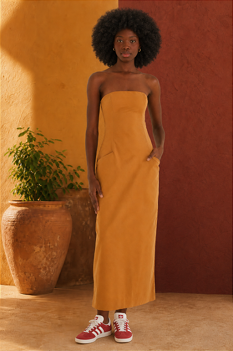Vestido Reto Alfaiataria Bege