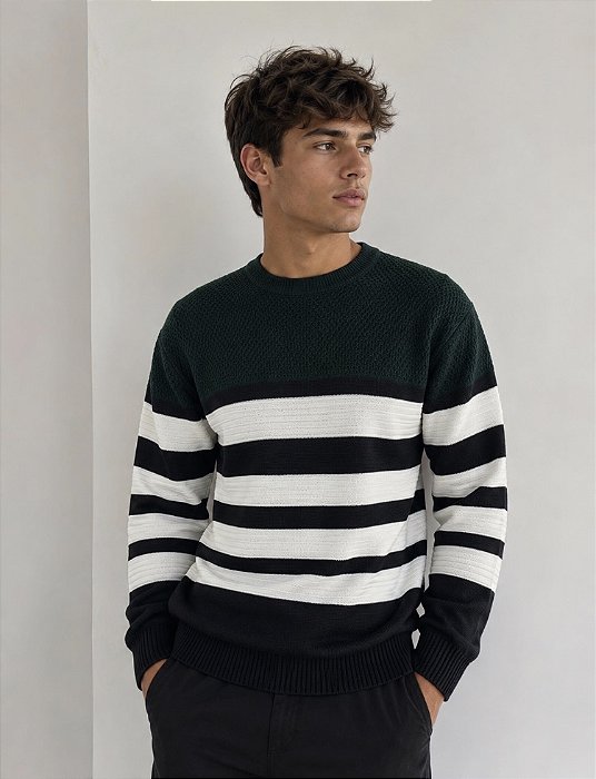 Sueter Tricot Verde Listras ZR