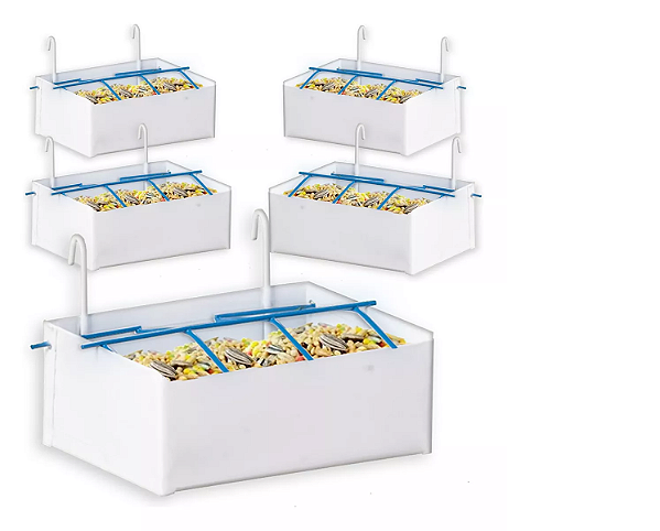 Kit Comedouro Calopsita Papagaio Pássaros Ração Fruta 5 Pçs