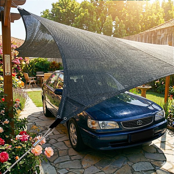Tela Sombrite 80% Cobertura Garagem Carro Proteção Contra Sol Sereno Reforçada - 2x10m