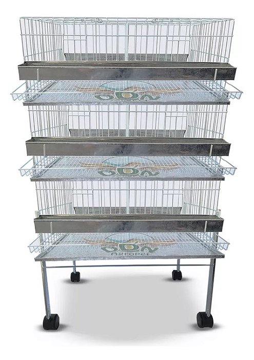 Kit 3 Viveiro Gaiola Codorna Base Bateria Até 60 Aves Chapa