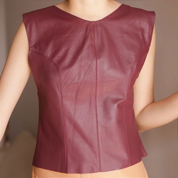 Regata Couro Pelica Cavada Marsala - Karine Daher