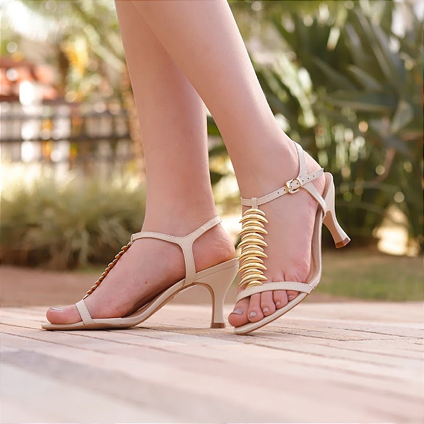 Sandália Grazi Salto Fino Off White - K Daher