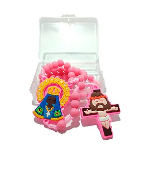 TERÇO INFANTIL ROSA COM CAIXA