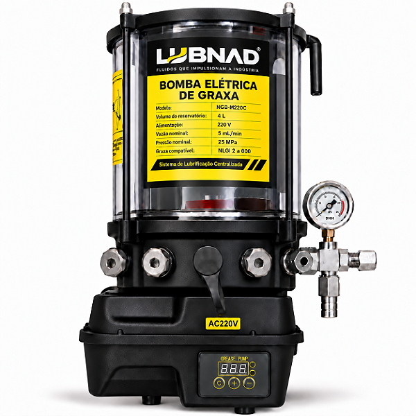 Bomba De graxa NGLI 000 a 2 Lubrificação progressiva 4L 250 BAR c/ controlador (1 SAÍDA)