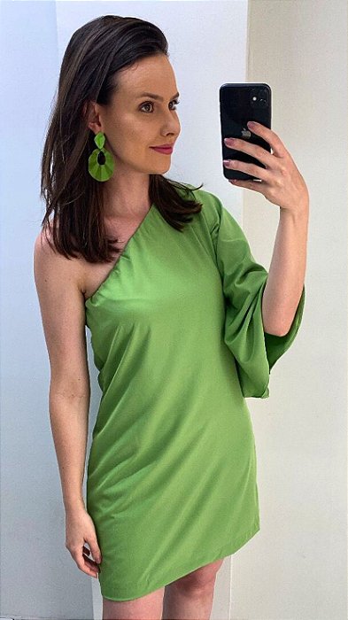 Vestido verde avocado de um ombro só