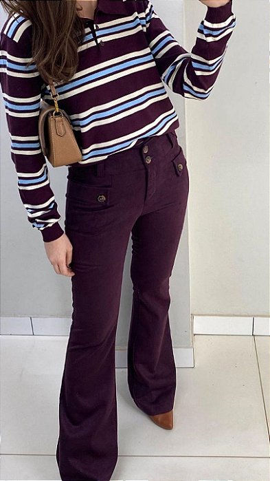 Calça Chamouis Reta Suede Uva