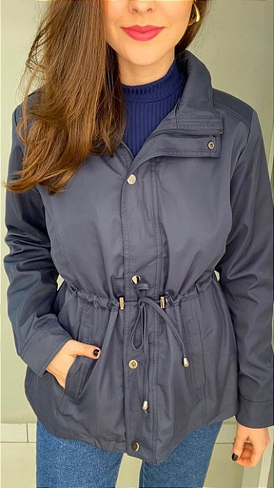 Parka com capuz removível marinho