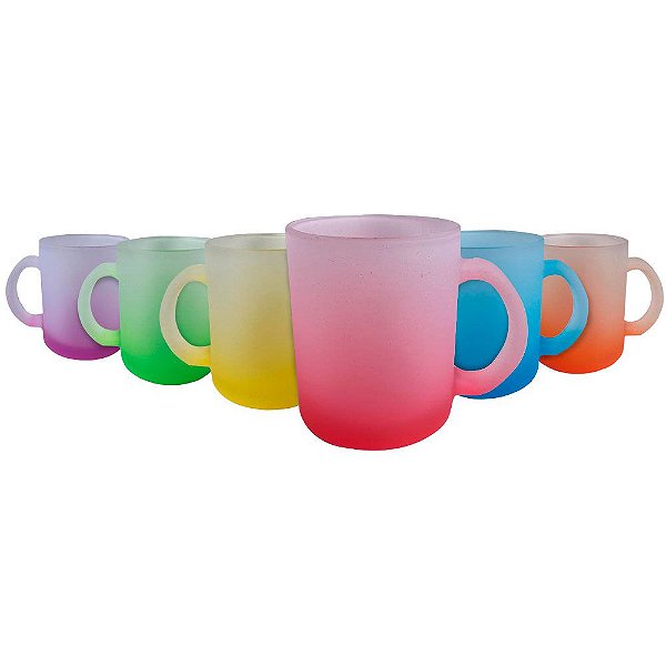 Caneca de Vidro Jateado Degradê 325ml para Sublimação | Qualidade Premium