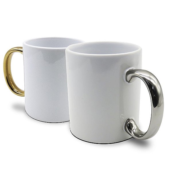 Caneca de Cerâmica Alça Cromada (P/ Sublimação)