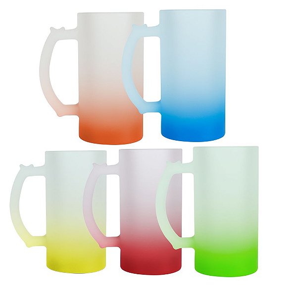 Caneca Chopp Jateado Degradê 475ml para Sublimação | Qualidade Premium
