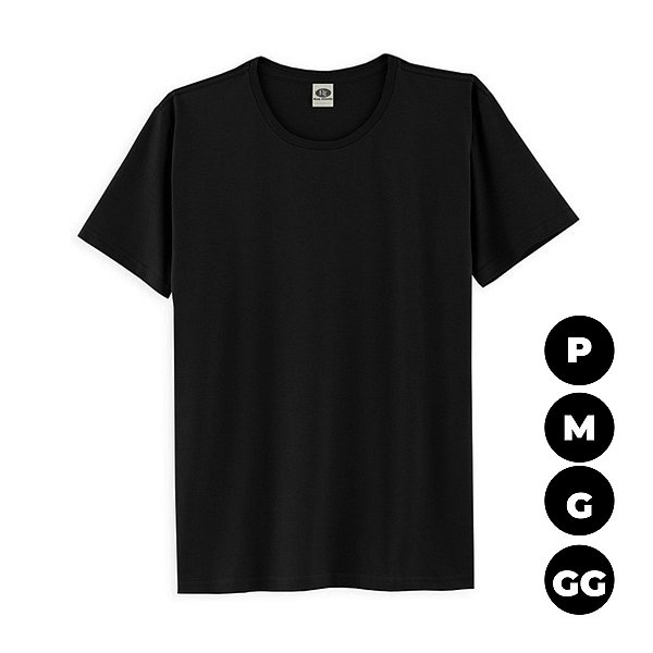 Camiseta Preta Poliéster P ao GG