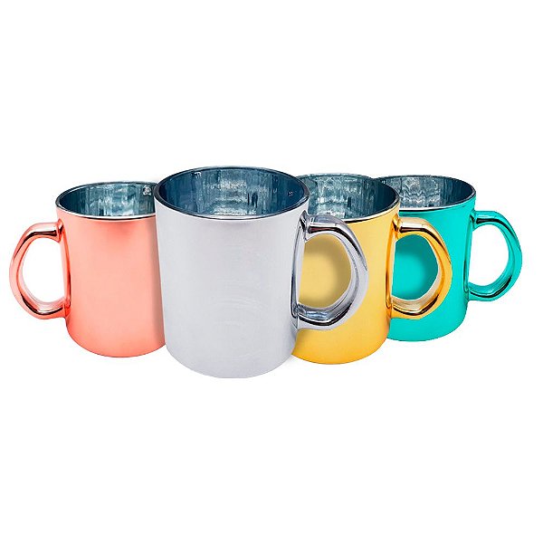 Caneca de Vidro Espelhada 325ml (P/ Sublimação)