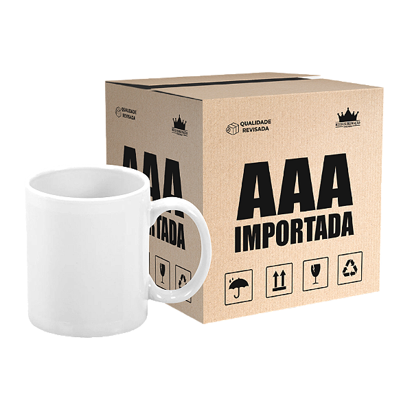 Caixa de Caneca Branca Importada AAA 325ml  Para  Sublimação #3000