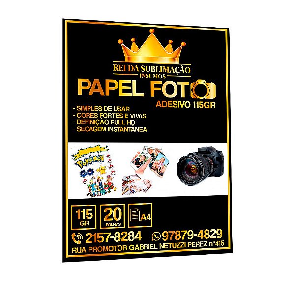 Papel Foto 115G Adesivo - A4 20 Folhas