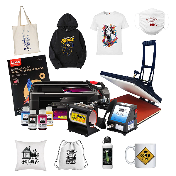 Kit Intermediário  (Para Sublimação) + Pct de 100 folhas, canecas e tintas de brinde.  FRETE CUSTO BAIXO!