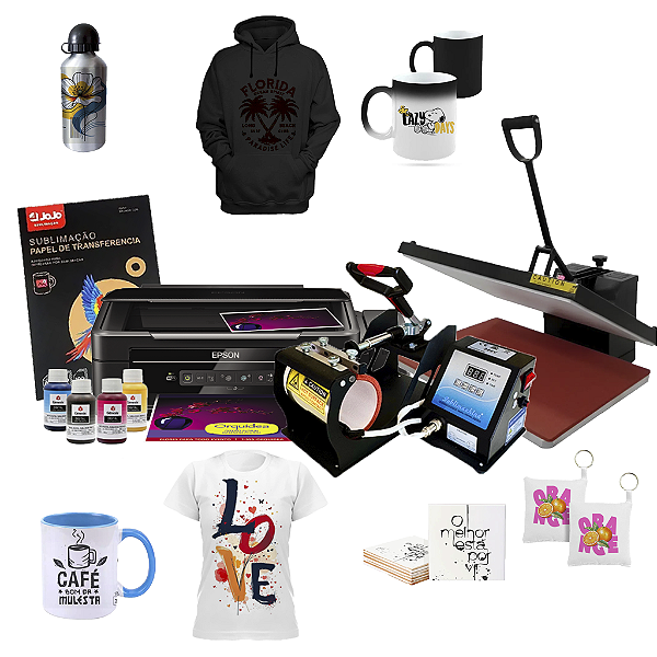 Kit Intermediário  (Para Sublimação) + Pct de 100 folhas, canecas e tintas de brinde.  FRETE CUSTO BAIXO!