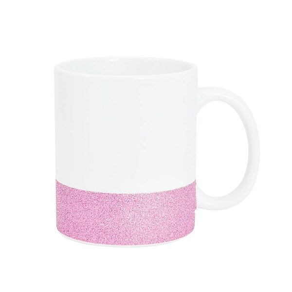 Caneca Base Glitter Rosa 325ml (P/ Sublimação)