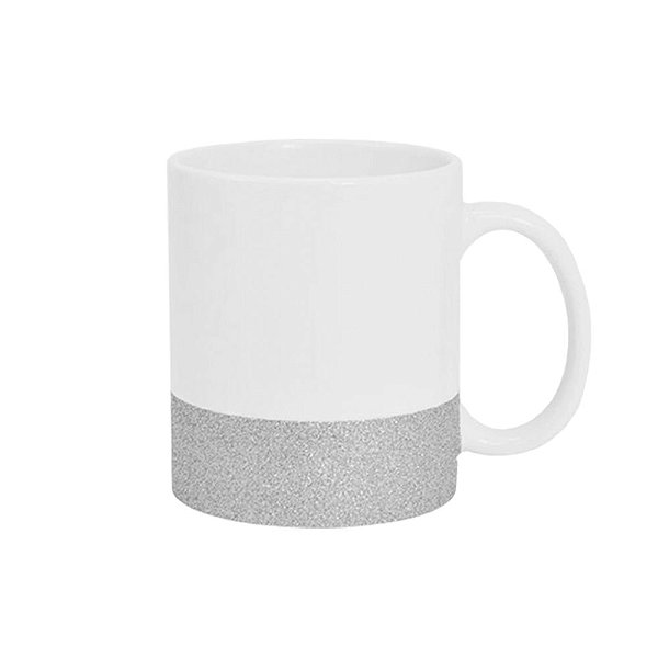 Caneca Base Glitter Prata 325ml (P/ Sublimação)