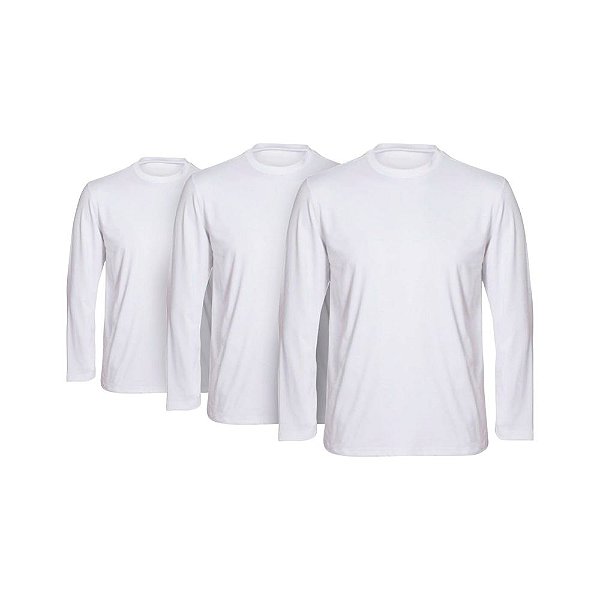 Camiseta de Poliéster Branca Infantil Manga Longa (P/ Sublimação)