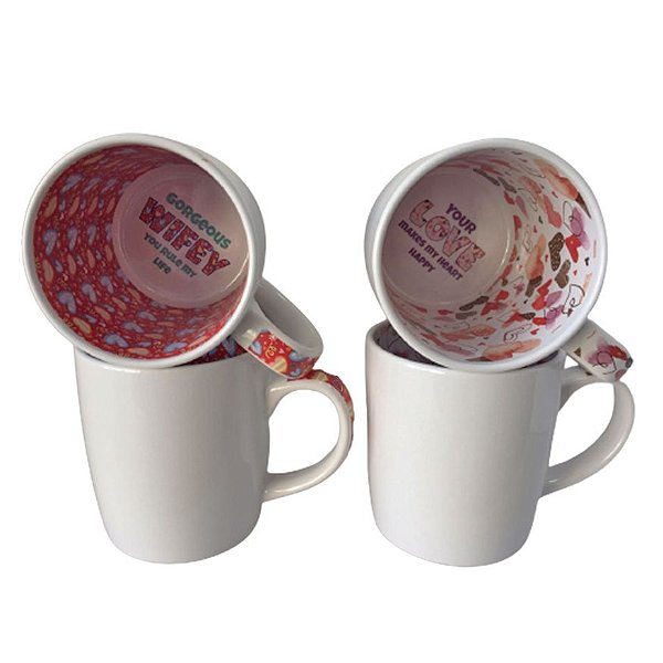 Caneca com Interior e alça de Corações 325ml (P/ Sublimação)
