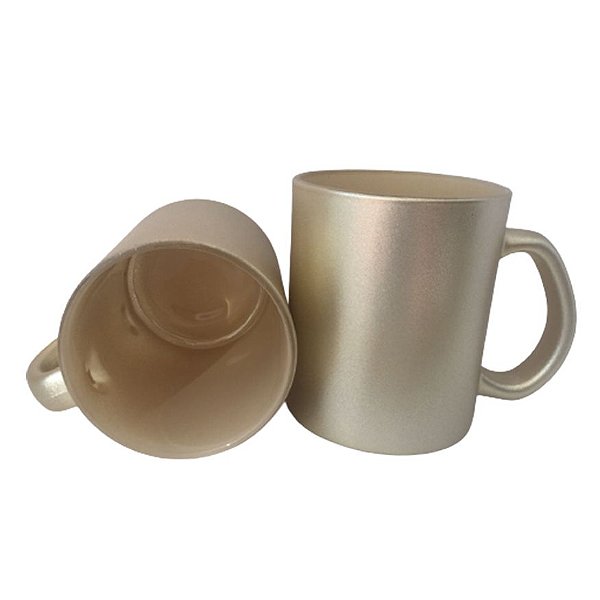Caneca Vidro Dourado 325ml (P/ Sublimação)