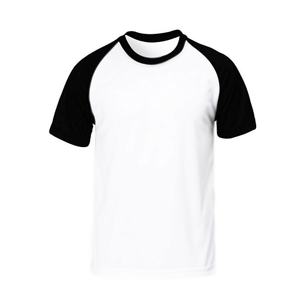 Camiseta RAGLAN Preta de Poliester P ao GG  (P/ Sublimação)