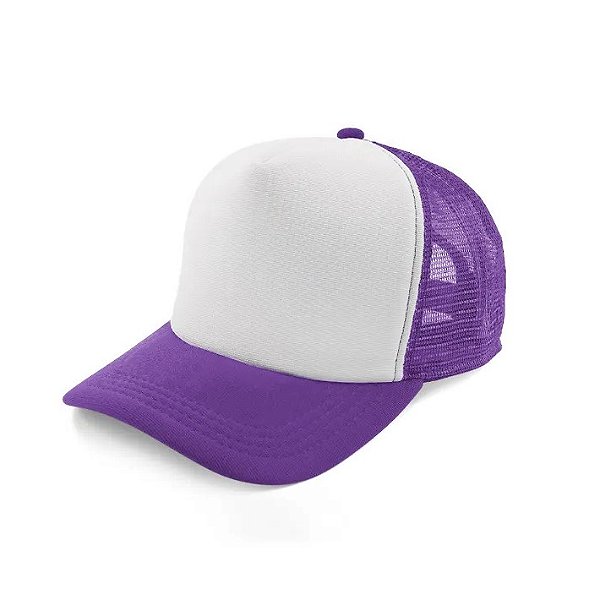 Boné de Tela com a Frente Branca para Sublimação - Roxo - Tamanho Único (P/ Sublimação)