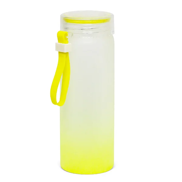 Garrafa de Vidro Degradê Amarela 450ml para Sublimação | Com Alça de Silicone