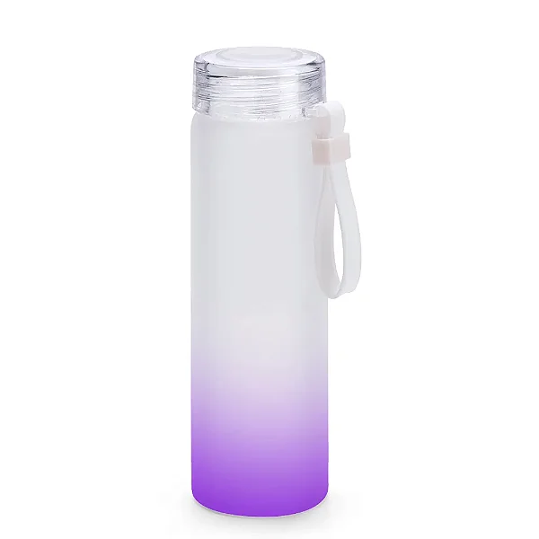 Garrafa de Vidro Degradê Roxa 450ml para Sublimação | Com Alça de Silicone
