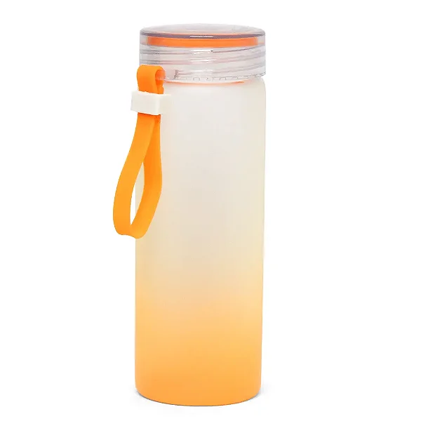 Garrafa de Vidro Degradê Laranja 450ml para Sublimação | Com Alça de Silicone
