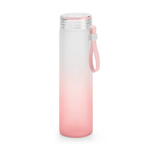 Garrafa de Vidro Degradê Rosa claro 450ml para Sublimação | Com Alça de Silicone
