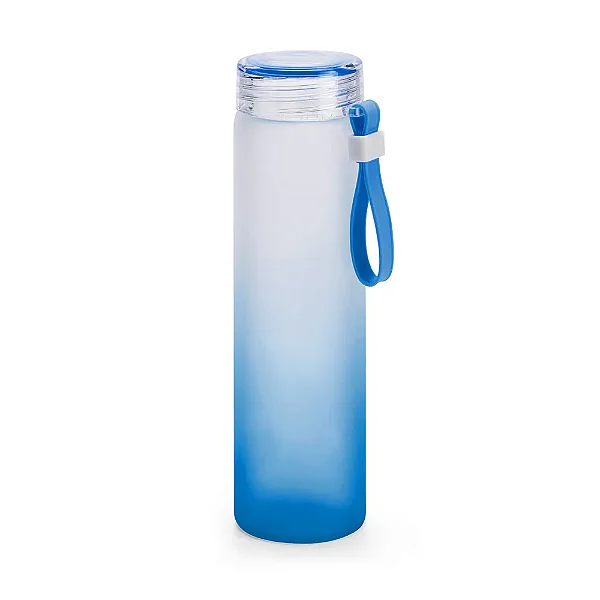 Garrafa de Vidro Degradê Azul 450ml para Sublimação | Com Alça de Silicone