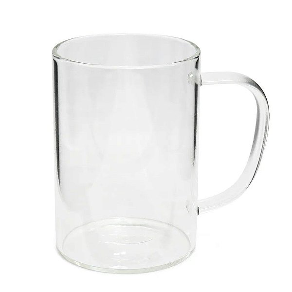 Caneca de Vidro Borossilicato Cristal - 300ml- para Sublimação