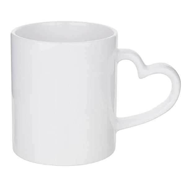 Caneca Branca com Alça Coração Branco - Interior e Alça Colorida 325ml | Para Personalização/ Sublimação
