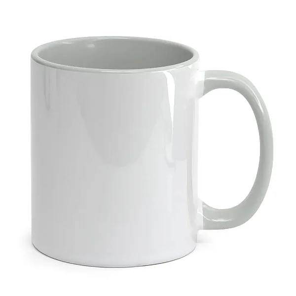 Caneca Branca Interior e Alça Cinza Para Sublimação 325ml