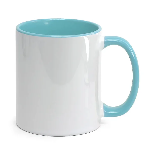 Caneca Branca Interior e Alça Azul BB Para Sublimação 325ml